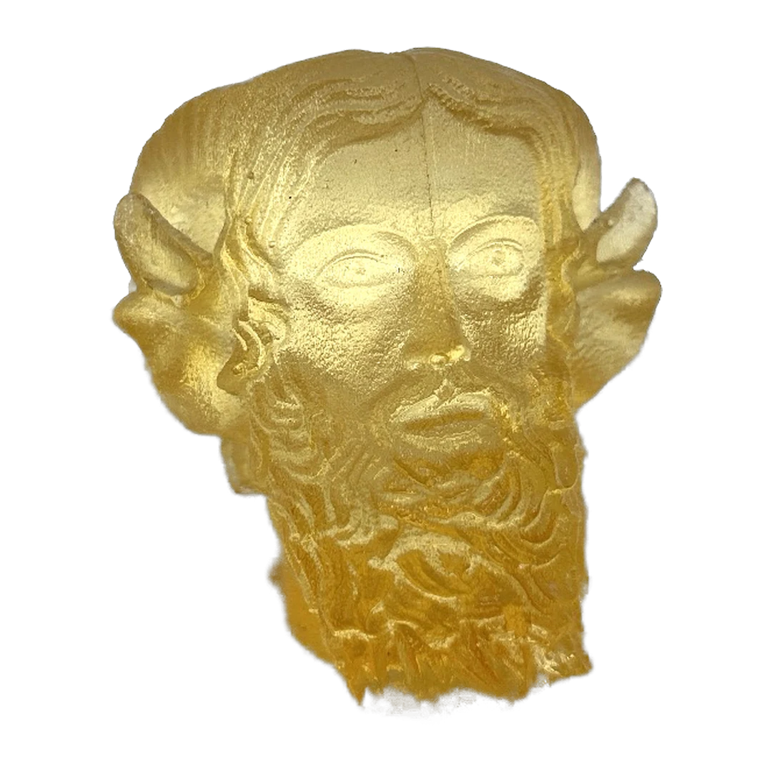 Ammon Zeus cast in resin that has ambered with age, unique piece