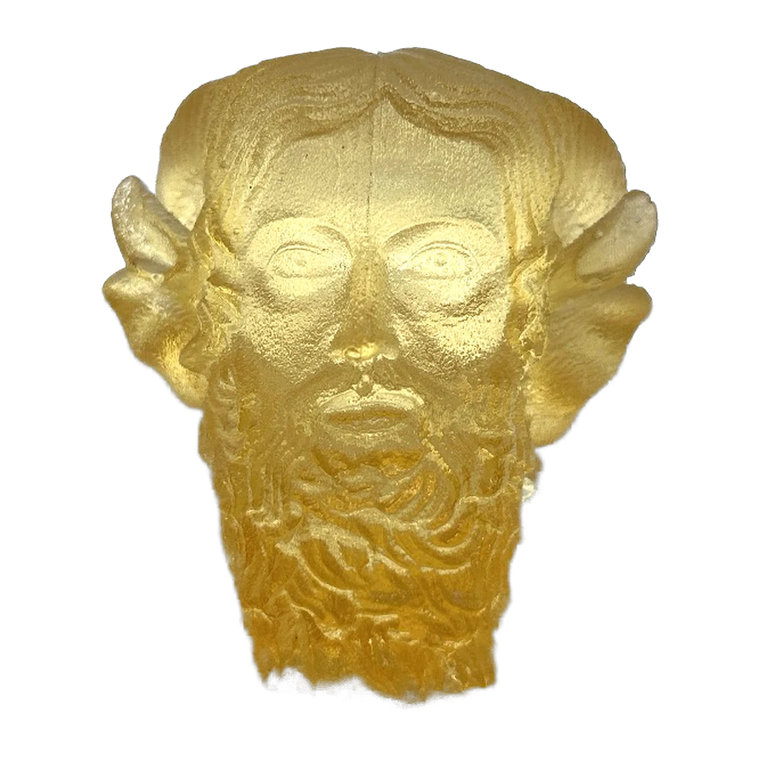 Ammon Zeus cast in resin that has ambered with age, unique piece