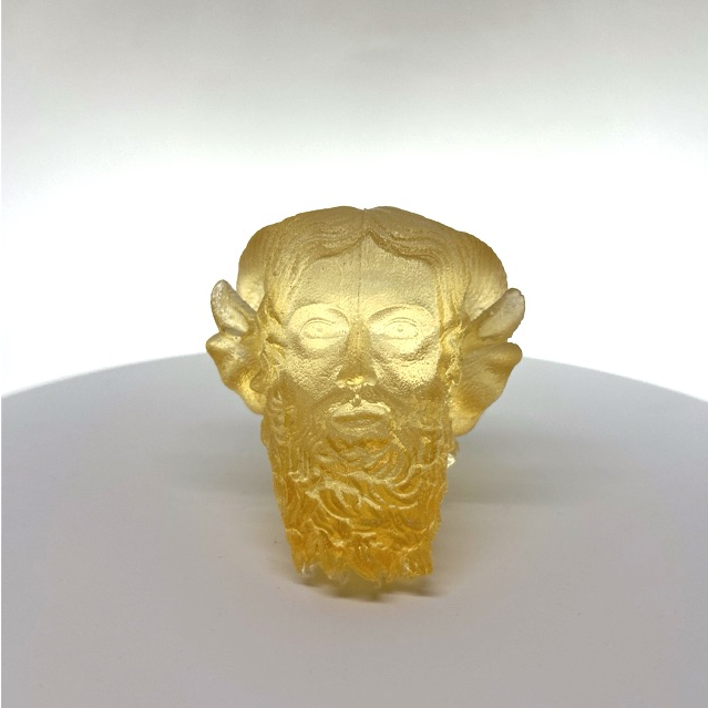 Ammon Zeus cast in resin that has ambered with age, unique piece
