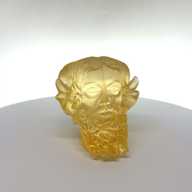 Ammon Zeus cast in resin that has ambered with age, unique piece