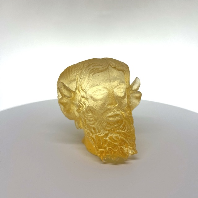 Ammon Zeus cast in resin that has ambered with age, unique piece
