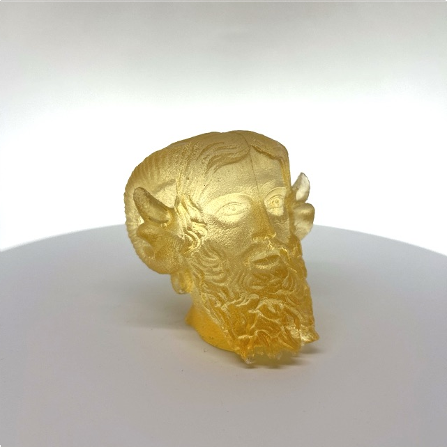 Ammon Zeus cast in resin that has ambered with age, unique piece