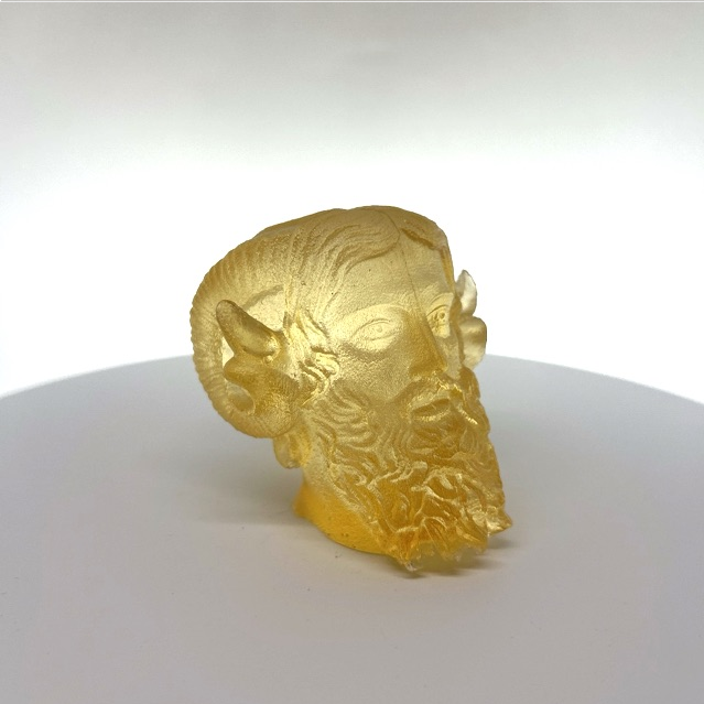 Ammon Zeus cast in resin that has ambered with age, unique piece