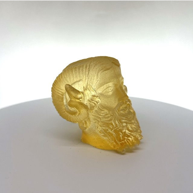 Ammon Zeus cast in resin that has ambered with age, unique piece