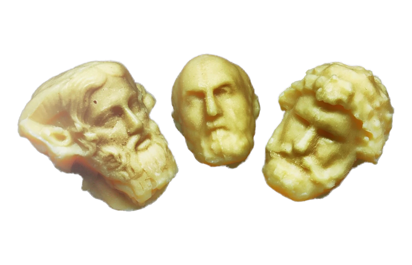 Three soap casts taken from the same molds