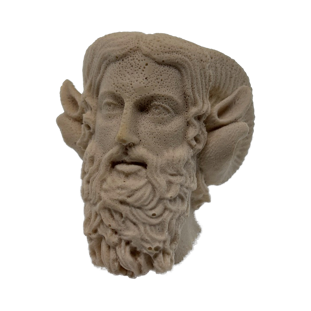 Jesmonite cast of Ammon Zeus, eroded surface, piece II of 5