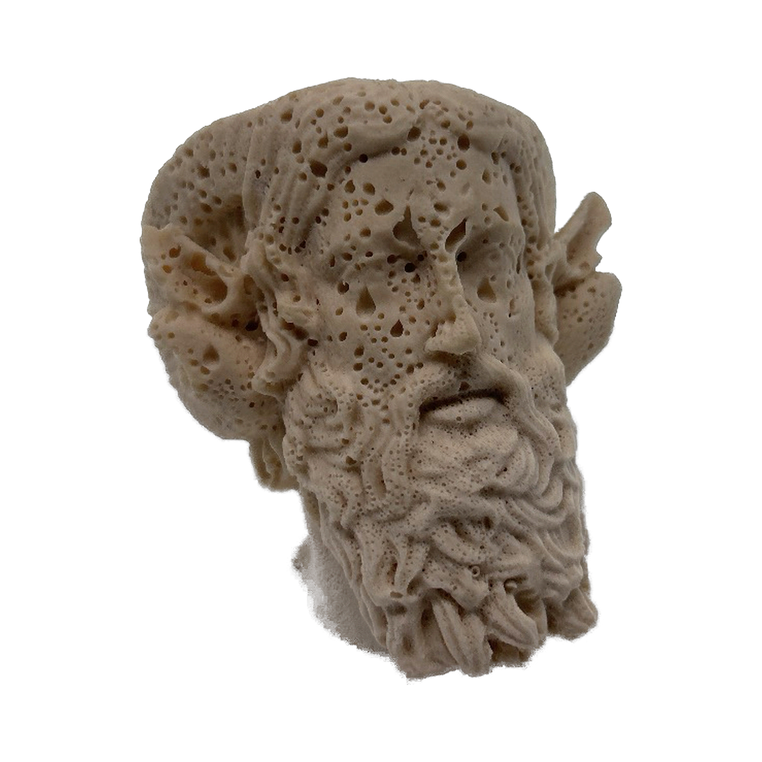 Jesmonite cast of Ammon Zeus, eroded surface, piece III of 5