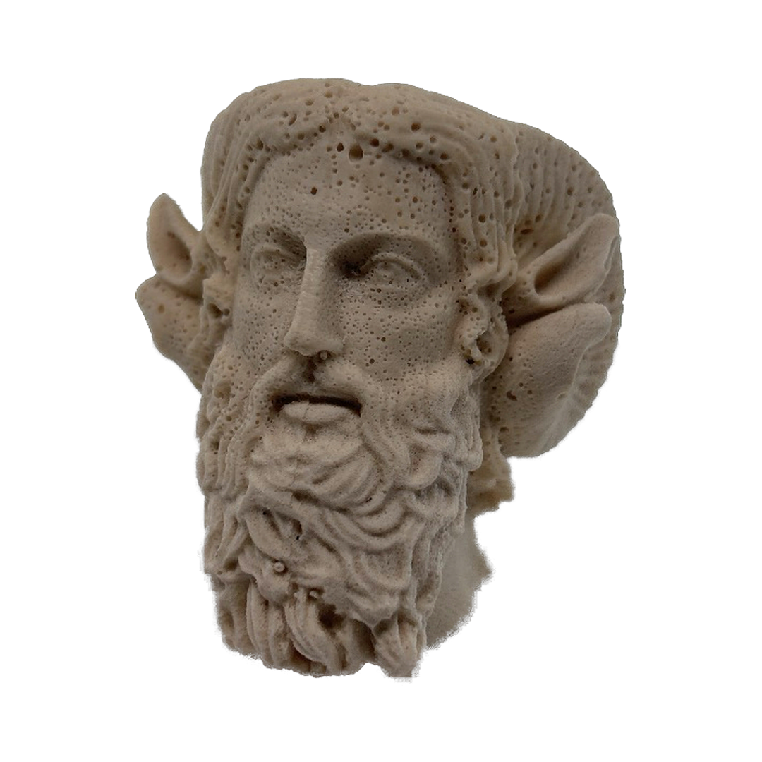 Jesmonite cast of Ammon Zeus, eroded surface, piece IV of 5