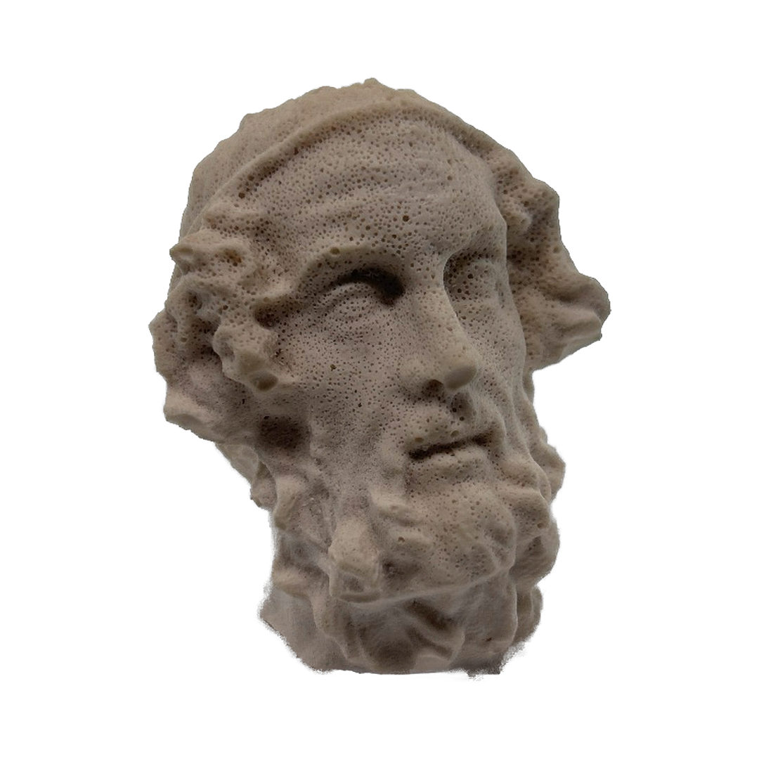 Jesmonite cast of Homer, eroded surface, piece I of 5