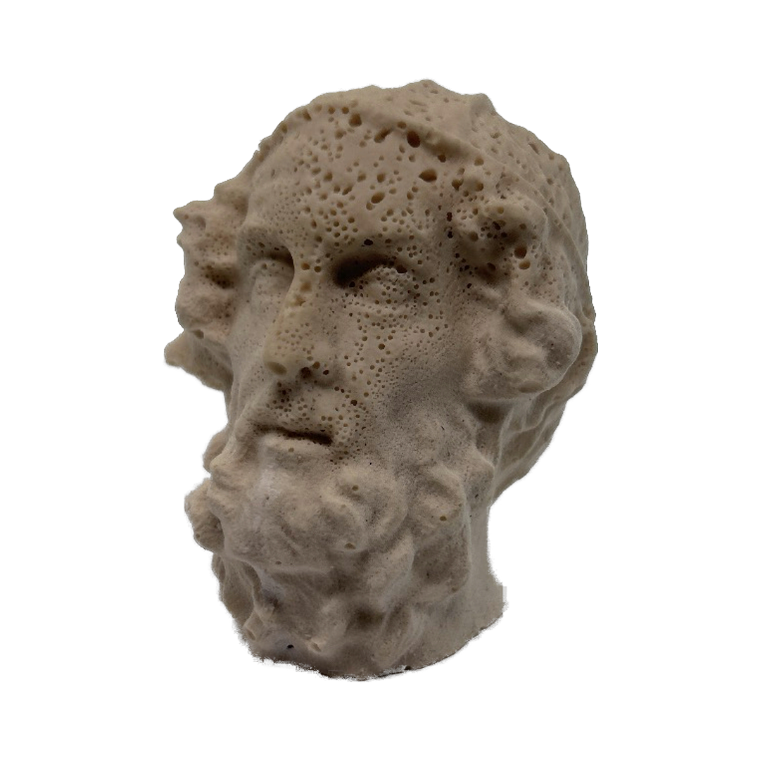 Jesmonite cast of Homer, eroded surface, piece II of 5