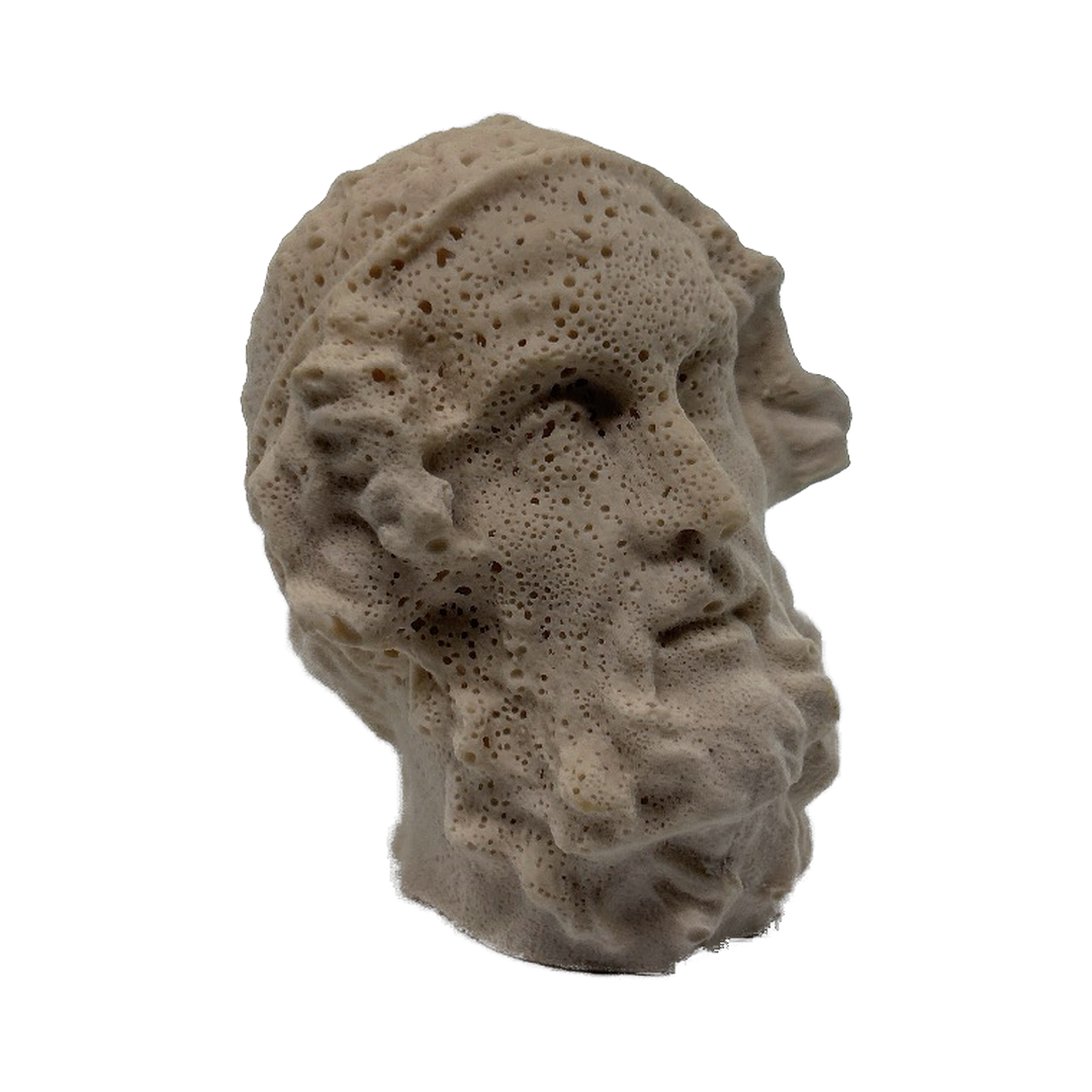 Jesmonite cast of Homer, eroded surface, piece III of 5