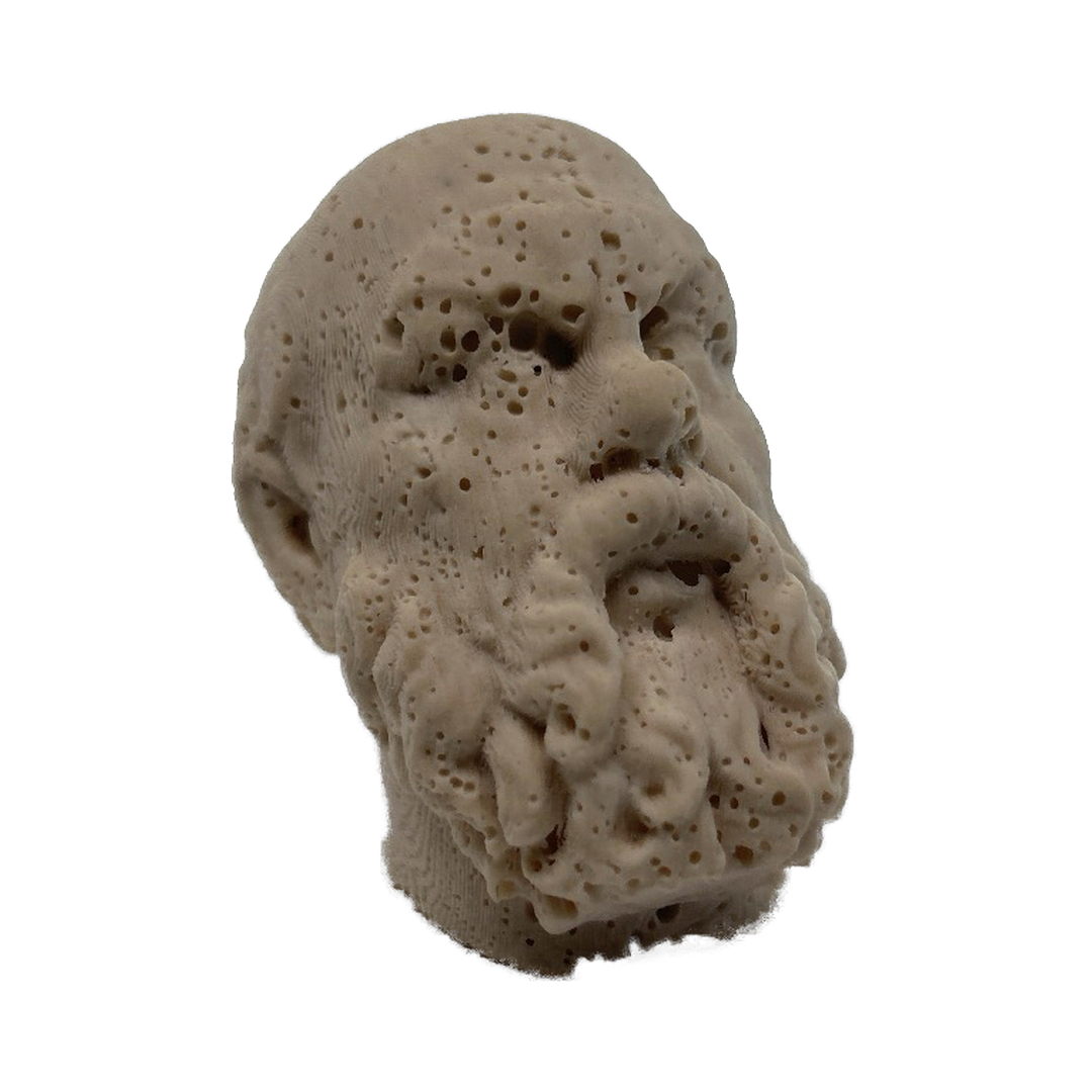 Jesmonite cast of Socrates, eroded surface, piece I of 5