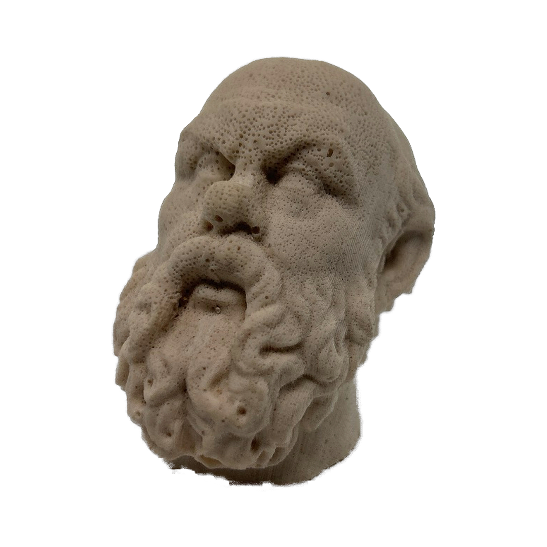 Jesmonite cast of Socrates, eroded surface, piece II of 5