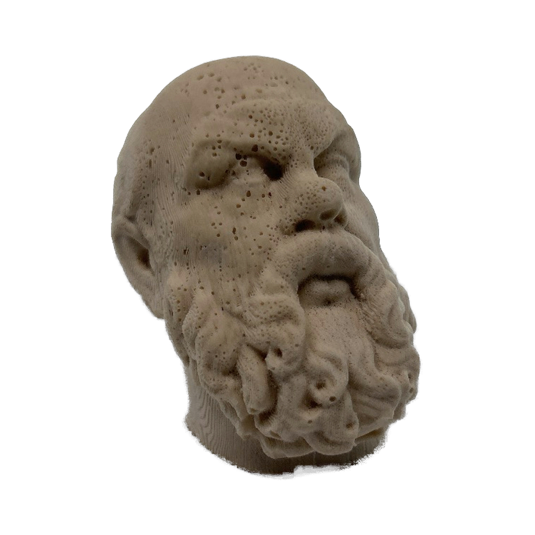 Jesmonite cast of Socrates, eroded surface, piece III of 5