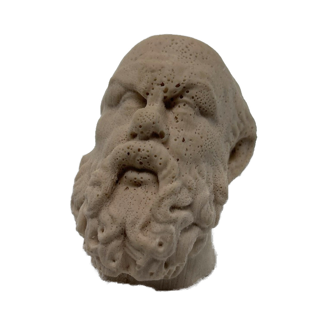 Jesmonite cast of Socrates, eroded surface, piece IV of 5
