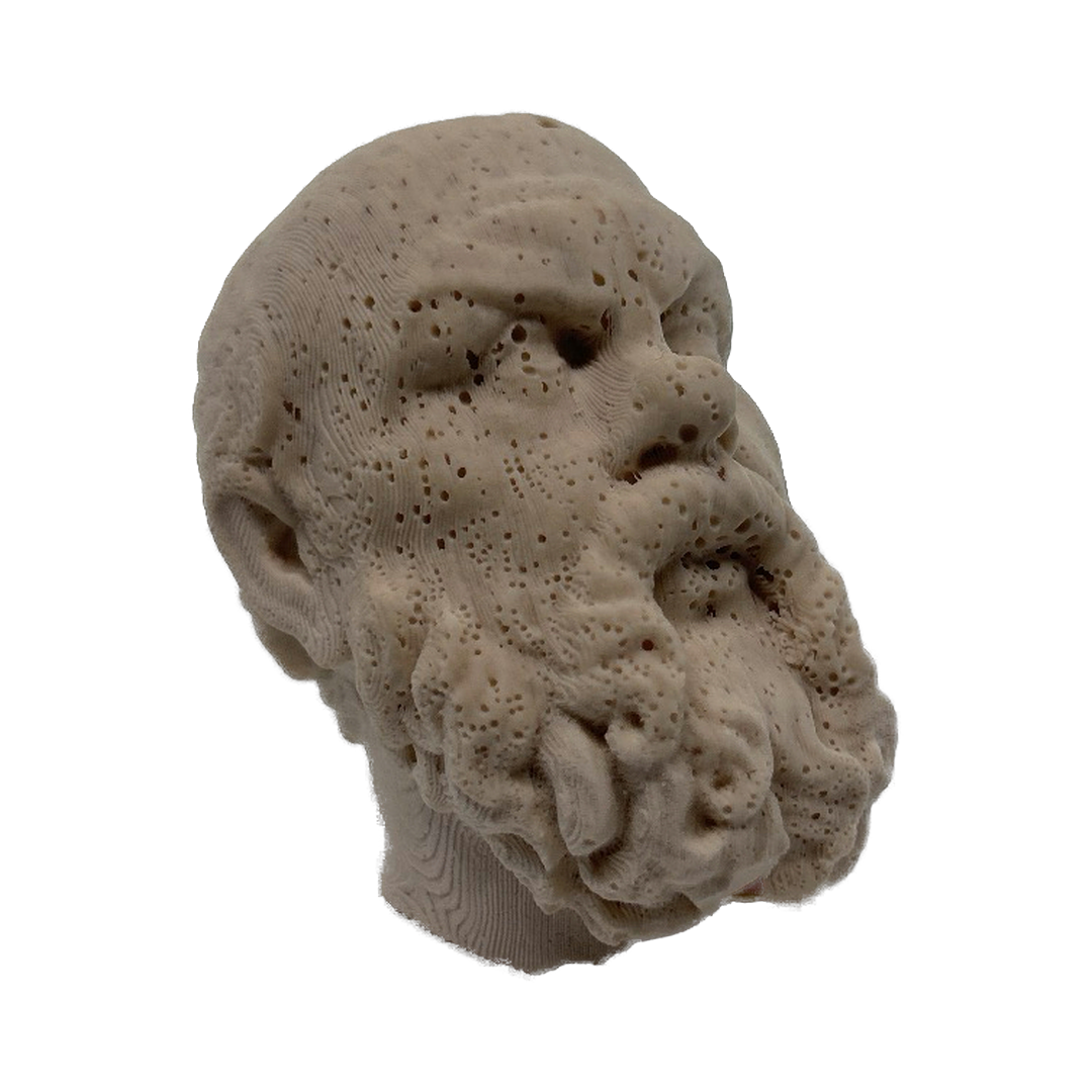 Jesmonite cast of Socrates, eroded surface, piece V of 5